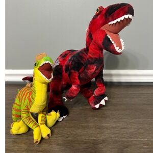 Jurassic World Red Raptor & Hybrid Green Raptor Plush Set